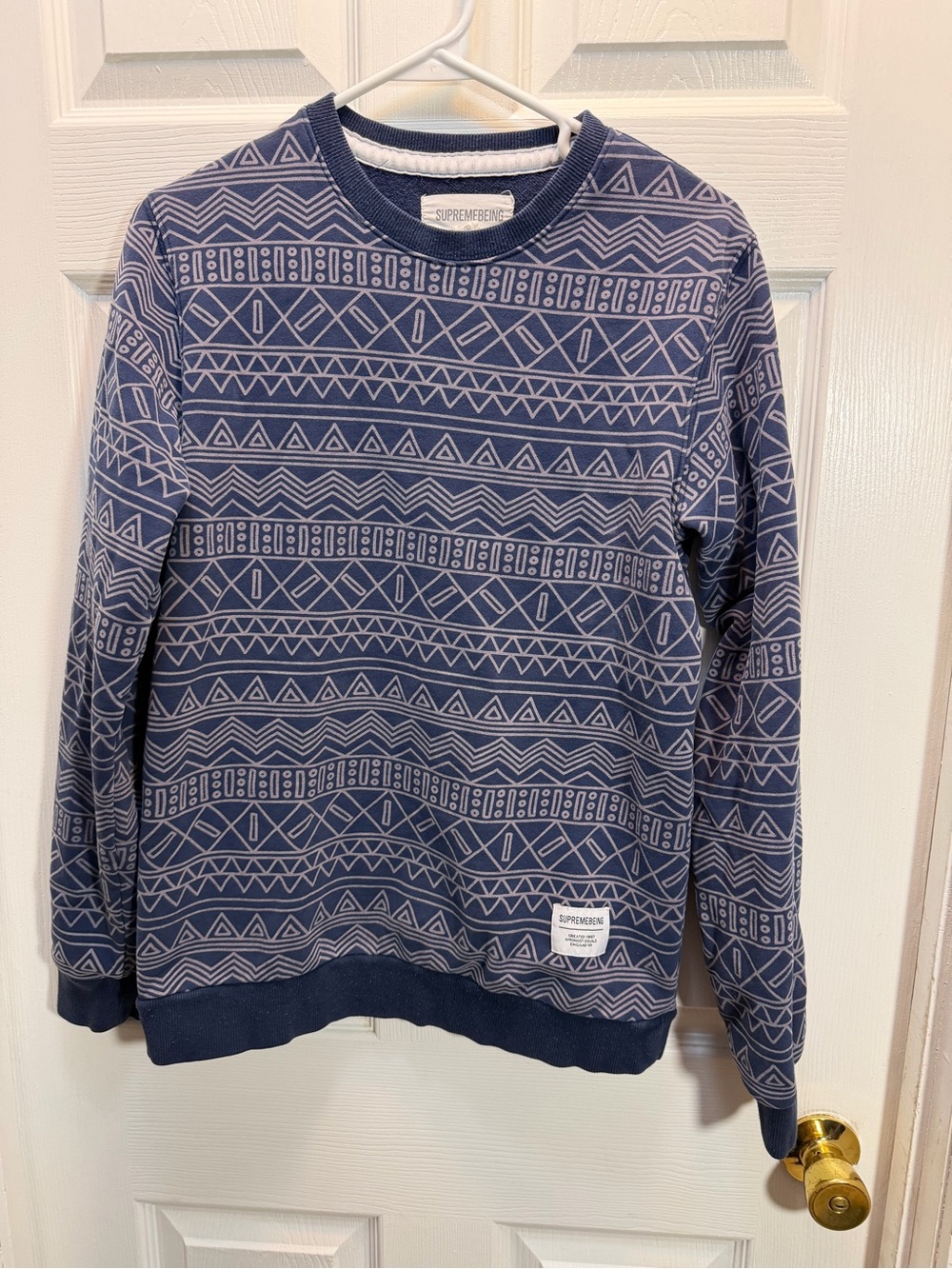 Supremebeing Navy & Light Gray Geometric Crewneck Sweatshirt
